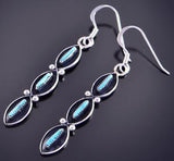 Silver & Turquoise Needle Point Zuni Handmade Earrings by Fernando Othole 2E03Z