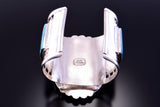 Silver & Turquoise Multistone Zuni Inlay Sunface Bracelet by Patty Edaakie 2L08M