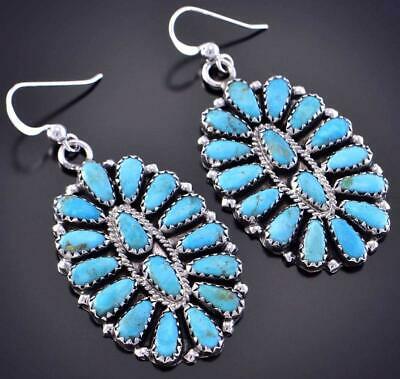 Silver & Turquoise Navajo Cluster Earrings by Zeita Begay 2B07F