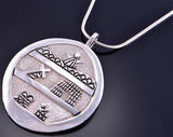 Silver Christ's Glorious Resurrection Navajo Round Pendant by Roger John 2F23K