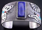 Silver Multistone Navajo Inlay Tufacast Butterfly Bracelet by Lee Begay 2C14N