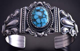 Silver & Kingman Turquoise Navajo Concho Handstamp Bracelet Derrick Gordon ZG24H