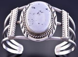 Silver & White Buffalo Turquoise Two Bar Navajo Bracelet Augustine Largo 2H03X