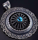 Silver & Kingman Turquoise Navajo Concho Moveable Pendant by Kevin Billah 1K06Y