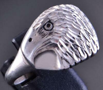 Size 15 Silver Navajo Handmade Eagle Strong Ring 2B18A
