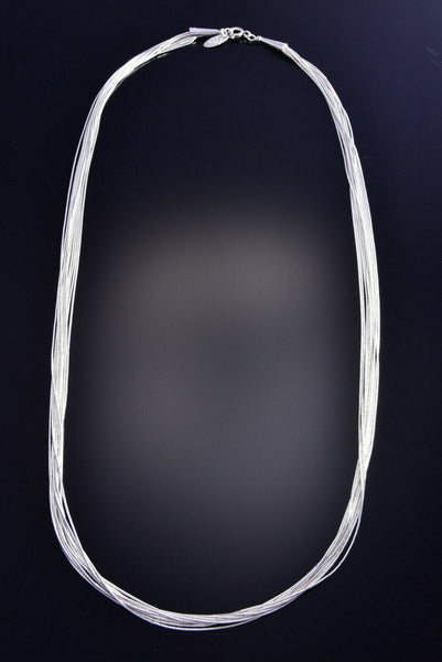 10 strand x 24 inch Liquid Silver Necklace 9J15Q