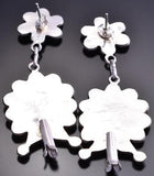 Silver & Turquoise Petty Point Flower Dangle Earrings by Tricia Leekity 8G09G