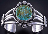 Silver & Kingman Turquoise Navajo Handmade Bracelet by Michael Calladitto 1L02V