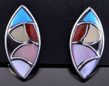 Silver & Turquoise Multistone Zuni Inlay Earrings by Antoinetti Ahiyite 2B18F