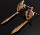 14k Purple Sugilite and Opal Heartline Bear Earrings by FJ - VN10X