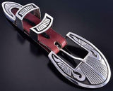 Silver Navajo Handstamped Clean Lines Ranger Set Buckle by Lee Charley 1K18S