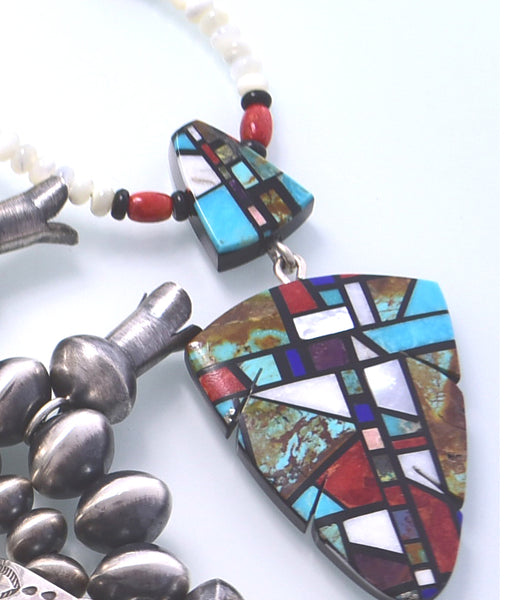 Colorful Zuni Multistone Inlay Pendant by Chris Nieto 2F02A