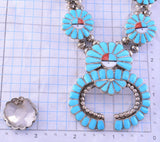 Silver Multistone Zuni Sunface Squash Blossom Necklace & Earring Set by Marisa Selecion 2F28E