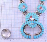 Silver Multistone Zuni Sunface Squash Blossom Necklace & Earring Set by Marisa Selecion 2F28E