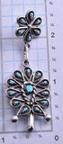 Silver & Turquoise Petty Point Flower Dangle Earrings by Tricia Leekity 8G09G