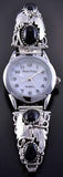 Silver & Onyx Eagle Feathers & More Navajo Watch by Rita Montoya 1L12T