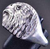 Size 15 Silver Navajo Handmade Eagle Strong Ring 2B18A