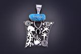 Silver & Kingman Turquoise Navajo Dine' Life Pendant by Alex Sanchez 2E03C