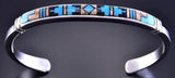 Silver & Turquoise Multistone Navajo Inlay Bracelet by Rick Tolino 2F15E