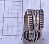Silver & Turquoise Navajo Handstamped Bracelet by HS or SH 1K13B