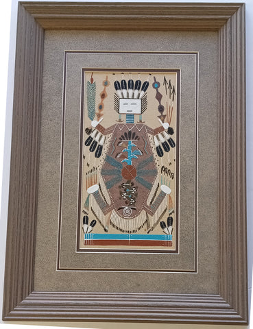 Navajo Sand Paintin by Orlando Myerson - Father Sky & Mother Earth Design - 16 x 22 - 2E16G