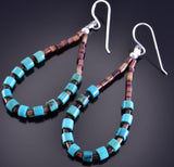 Navajo Turquosie Bead Loop Earrings by Corraine Smith 2E16D