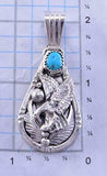 Silver & Turquoise Eagle In Flight Navajo Pendant by Henry Attakai 2B18O