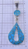 Silver & Turquoise Scallop Design Zuni Inlay Pendant by Lynelle Johnson 1F22D