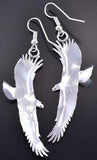 All Silver Navajo Handmade "Soaring Free" Eagle Earrings by Will Arviso 1J24G