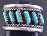 Vintage Size 6-1/4 Silver & Turquoise Needle Point Zuni Ring 2F23D