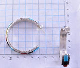 Silver & Turquoise Multistone Zuni Inlay Hoop Earrings by Malcolm Chavez 2H03O