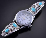 Silver & Turquoise Leaves & More Navajo Watch by Annie Spencer 1L12N
