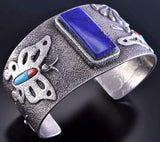 Silver Multistone Navajo Inlay Tufacast Butterfly Bracelet by Lee Begay 2C14N