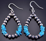 Silver & Turquoise Navajo Pearl Loop Earrings 2F23P