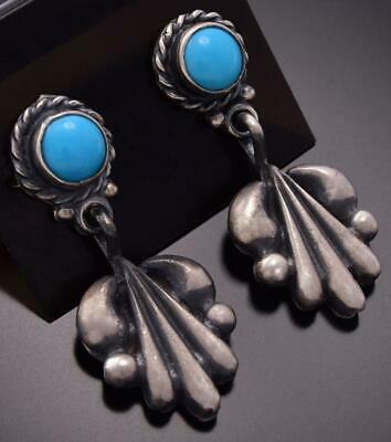 Silver & Turquoise Navajo Grace Shield Earrings by Annie Spencer ZE06R