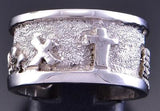 Size 7-1/4 Silver Christ's Resurrection Navajo Handmade Ring by Roger John 2F23J
