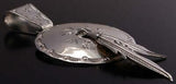 All Silver Native Shield Pendant with Eagle Feathers by Roger Pino - 1J14V