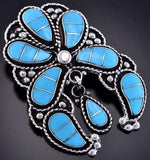 Silver & Turquoise Zuni Inlay Hummingbird Design Pendant Susie Lowsayatee 2D21B