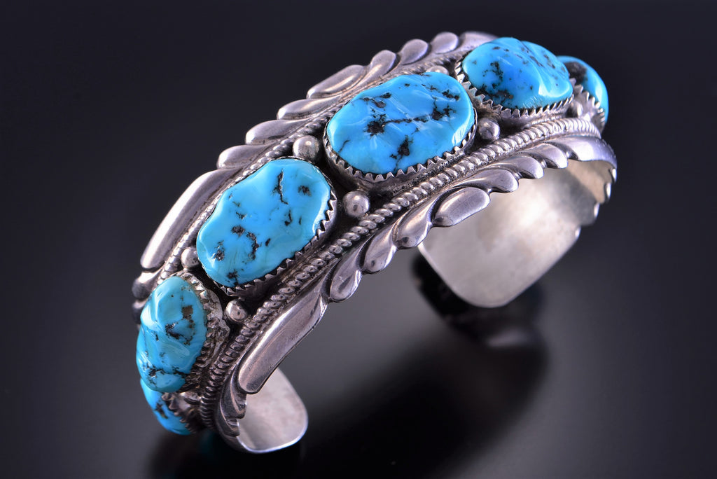 Vintage Silver & Turquoise Zuni Bracelet by Robert & Bernice Leekya 2C14A