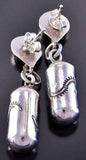 Silver Navajo Handstamped Tubular Dangle Earrings by Kim Yazzie 2B07H