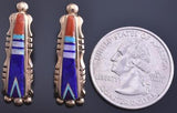 14k Gold & Lapis Multistone Navajo Inlay Earrings 8D21P