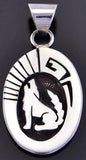 Silver Navajo Handmade Howling Wolf Pendant by Calvin Peterson 1L02Q