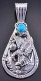 Silver & Turquoise Eagle In Flight Navajo Pendant by Henry Attakai 2B18O