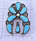 Silver & Turquoise Zuni Inlay Hummingbird Design Pendant Susie Lowsayatee 2D21B