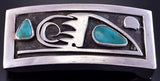 Vintage Silver & Turquoise Double Bear Claw Buckle 2H31J