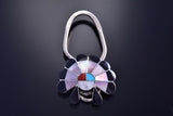 Silver Multistone Zuni Sunface Inlay Key Chain by Denise Siutza - 9J15R