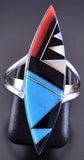 Size 8 Silver & Turquoise Multistone Zuni Inlay Ring by Emma Edaakie 2E18O