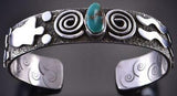 Silver & Turquoise Running River Navajo Bracelet by Alex Sanchez 1F22U