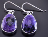 Silver & Charoite Navajo Handmade Dangle Earrings by Shirley Lee 2J16J