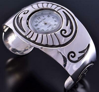 Silver Navajo Handmade Women's Watch Bracelet by Charlie Bowie 2D21D